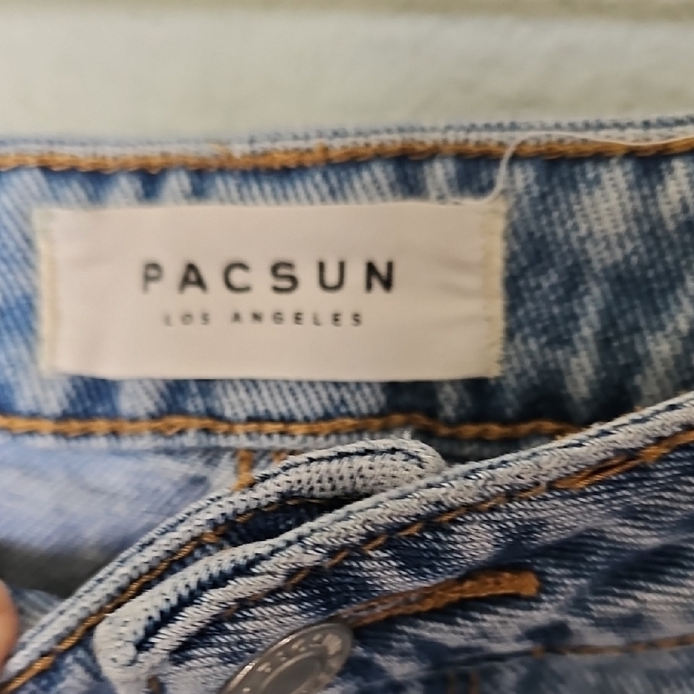 PacSun Size 28 VSCO High Waisted Cotton Denim Blue Cotton Women's Shorts - Picture 5 of 8